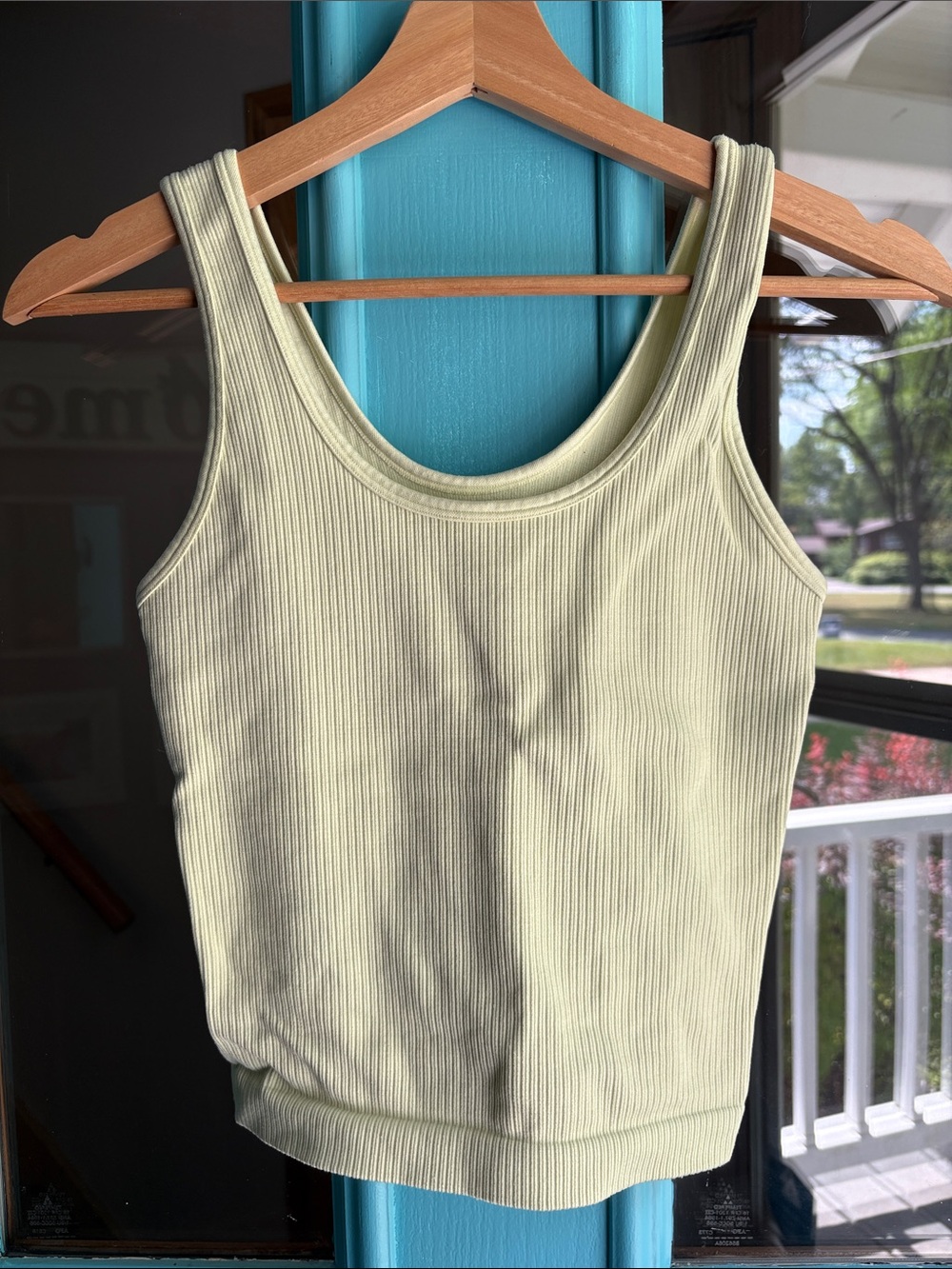 a new day Light Yellow Ribbed Scoop Tank Top